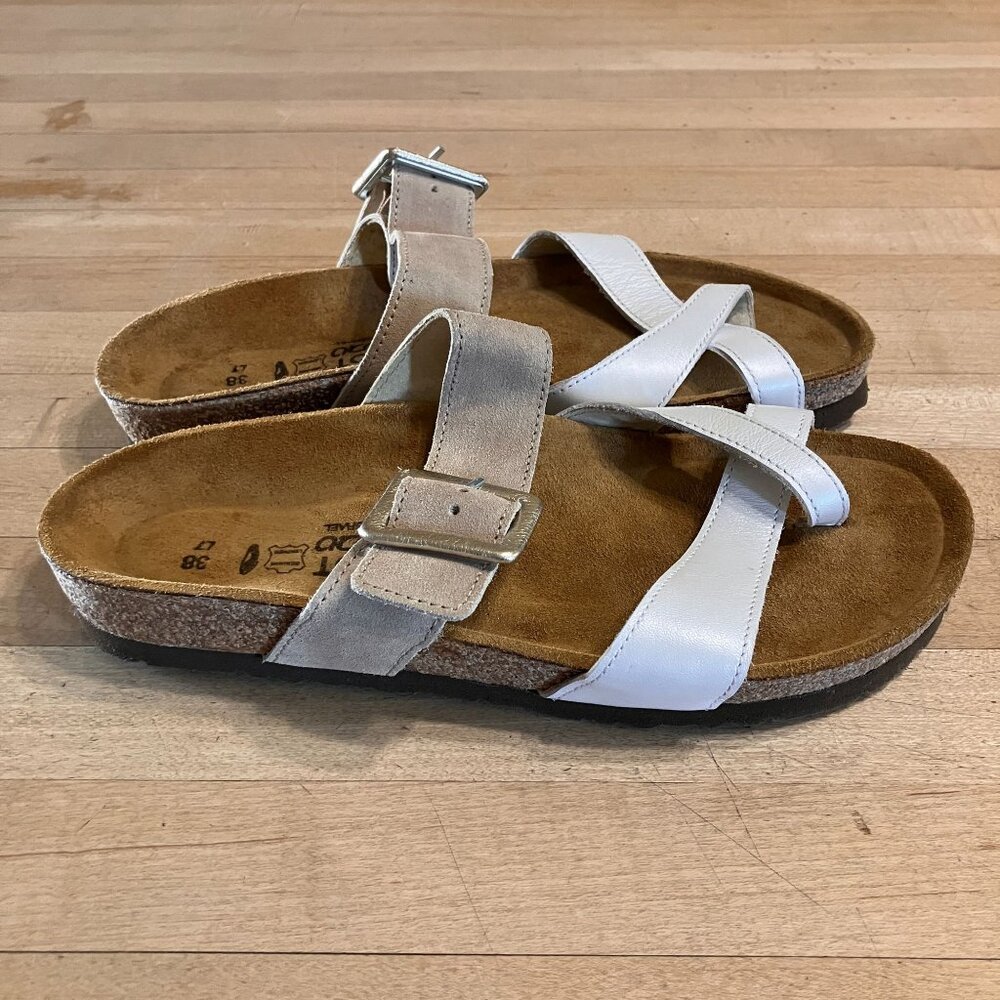 Naot Womens Fresno Suede Leather Sandals Size US 7 EU 38 White Beige Tan SP NWOT - Picture 3 of 11